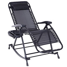 Outsunny Sedia Sdraio a Dondolo Ergonomica Reclinabile con Poggiapiedi e Porta Bicchieri da Giardino Textilene, Nero, 120x67x102cm