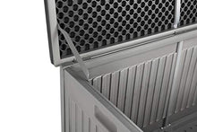 909 OUTDOOR Baule da Esterno e Interni, Baule cassapanca da Giardino Effetto Legno, Impermeabile, Resistente ai Raggi UV, capacità Fino a 270 Litri (Grigio, Premium)