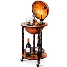 COSTWAY Mappamondo Bar con Ruote Mobili, Porta Liquori Stile Retrò (Marrone 45 x 45 x 88cm)