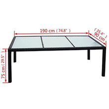 Tidyard Set da Pranzo da Giardino 9 pz con Cuscini in Polyrattan Nero, Set Mobili da Giardino in Rattan,Tavolo da Esterno 9 Posti, Tavolo con Sedie da Esterno 9 Posti 190 x 90 x 75 cm