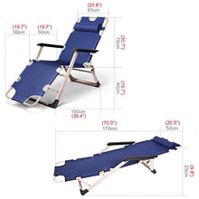 SHUAIIJUAN Sedia per il tempo libero domestico Outdoor pieghevole Lounge Patio sedie sdraio con imbottito for Campo Terrazzino Patio Giardino Pool Side Beach Yard, supporto 180kg (350lbs) - Blu
