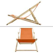 ECD Germany Sedia Sdraio Pieghevole in Legno di Pino e Tessuto Oxford - fino a 120 kg - Colore Arancione - Lettino Prendisole Spiaggia Balcone Giardino Terrazza Piscina Spiaggina da Esterno Resistente