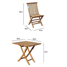 Set tavolo e sedia in teak pieghevole per esterni, tavolino e sedia per porta patio, set 3 pezzi di mobili per il tempo libero per terrazza balcone, per giardino / prato / piscina sul retro