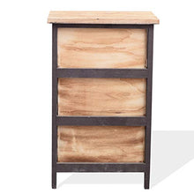 Rebecca Mobili Comodino Industrial, cassettiera 3 cassetti, Marrone Nero, Legno Paulownia, Camera Bagno - Misure: 56 x 35 x 25 cm (HxLxP) - Art. RE4546