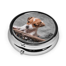 Parson Rassel Terer Sobaka Shchenok Malysh Korzina Luxury Travel Kit Storage Metal Round Silver Button Pillola Dispenser Vitamine Olio di Pesce Integratori