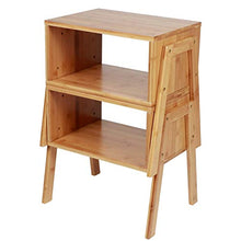 Zerone Comodino con Cassetto,Set di 2 Comodino Piccolo impilato in bambù Cassettiera Camera da Letto Comodino con Cassetto e Scompartimento Aperto Supporta 40x29x42 cm