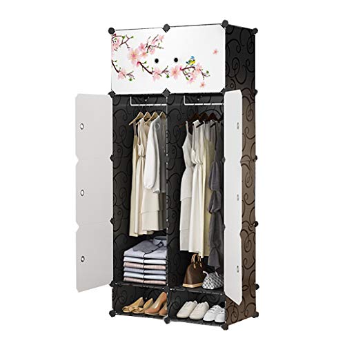Locker Scaffalature Armadio Shoes-Bit 2-Hanging Archivi Rimovibili di Plastica 8-Porta 2-Gitter Scaffali Vestiti Home Camera Nero 75X47X165CM MUMUJIN