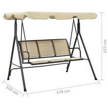 Tidyard Dondolo da Giardino 3 Posti in Tessuto con Baldacchino Tetto Antracite e Sabbia 170x110x153 cm,Dondolo da Esterno,Dondolo con Tetto,Dondolo 3 Posti,Dondolo con Tetto,Dondolo con Baldacchino