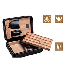 Minmin Cuoio portatile Cigar Box Legno di Cedro umidificatore con umidificatore Humidor nero, 205x130x70mm accessori del sigaro (Size : 205x130x70mm)