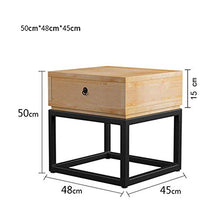DGHJK Tavolino da caffè in Stile Mid-Century Color Noce con 1 cassetto Comodino Comodino Comodino con Struttura in Metallo Nero 48 * 45 * 50 cm