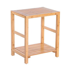 Sgabello da doccia in bambù, panca portaoggetti in legno, sedia da doccia, sedia da bagno antiscivolo, organizer con mensola, 42 x 32 x 50,5 cm