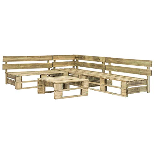 OUSEE Set Divani da Giardino con Pallet 4 pz in Legno