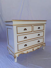 Rokoko - Cassettiera in stile antico Louises, colore: Bianco con oro larghezza 100 cm