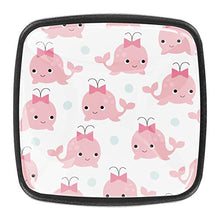 Home - Set di 4 pomelli quadrati per armadietti da cucina, credenze, mobili, mobili, cassetti, cassettiera, cassettiera, tiro con delfino dei cartoni animati con motivo a fiocco