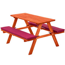 TecTake 800807 Set Tavolo e Panche Bambini in Legno, Arredamento da Campeggio Picnic, Morbidi Cuscini, Giardino Terrazza Esterni - Disponibile in Diversi Colori (Rosso)