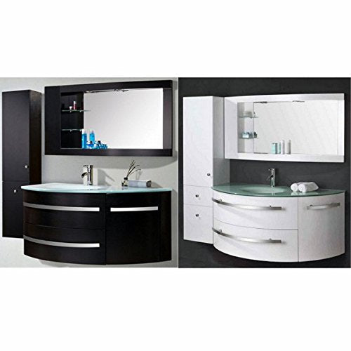 Bagno Italia mobile bagno 120+35 cm bianco o nero con colonna in omaggio specchiera con mensole lavabo cristallo miscelatore incluso I