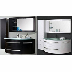 Bagno Italia mobile bagno 120+35 cm bianco o nero con colonna in omaggio specchiera con mensole lavabo cristallo miscelatore incluso I