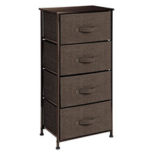 mDesign Comodino in stoffa – Organizer pratico con 4 cassetti – Cassettiera ideale per la camera da letto o per stanze piccole – marrone scuro