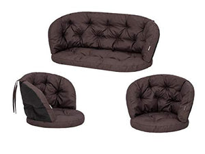 Set di 2 cuscini per panca in rattan, cuscini per panca e panca, colore marrone