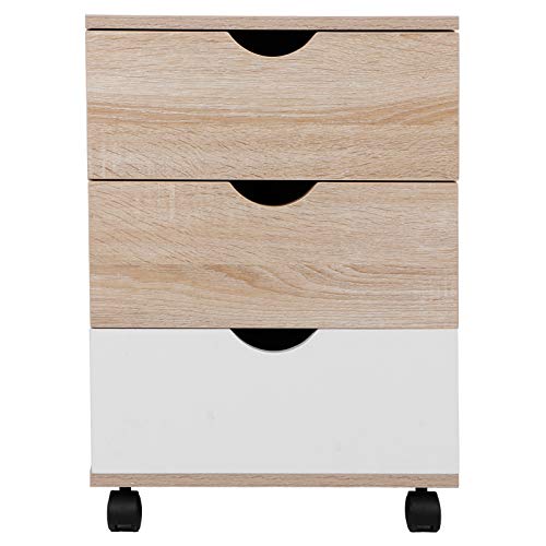 Mobili Comodino 3 cassetti, cassettiera con 3 cassetti Mobiletto Moderno in Legno MDF per Soggiorno, con 4 ruote, Carico 50 kg, 40 x 40 x 57 cm