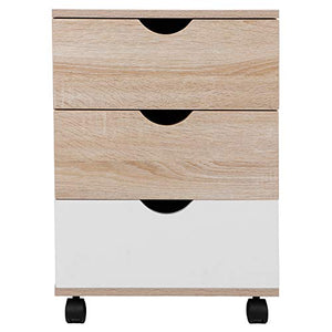 Mobili Comodino 3 cassetti, cassettiera con 3 cassetti Mobiletto Moderno in Legno MDF per Soggiorno, con 4 ruote, Carico 50 kg, 40 x 40 x 57 cm