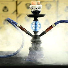 XJJY Doppio Tubo del Tubo Flessibile con Tutto 2 Kit Completo di Vetro Shisha Narghilè, Set di fumi di Partito Senza nicotina,Blu