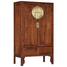 vidaXL Legno Massello d'Acacia Guardaroba con 2 Cassetti 2 Ante Armadio Abiti Lucidato Arredamento Camera da Letto Finitura Marrone