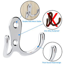 QIMEI-SHOP Ganci Appendiabiti da Parete Doppio Gancio di Vestiti Vintage con Viti Rustico Ganci Appendi Muro per Cappelli Asciugamani Vestiti Argento 10 Pezzi