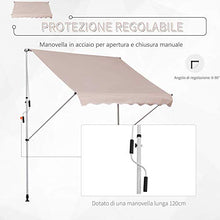 Outsunny Tenda da Sole per Esterno a Rullo con Manovella, Telaio Telescopico e Angolazione Regolabile, Beige, 200x150cm