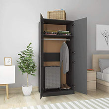 Tidyard Armadio Grigio Lucido 80x52x180 cm in Truciolato,con Un Compartimento Alto e Un'asta all'Interno