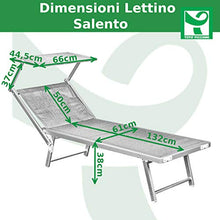 Totò Piccinni Salento Lettino Prendisole Pieghevole in Alluminio con TETTUCCIO Mare Spiaggia Piscina Giardino (Grigio)
