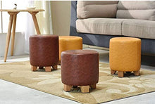 Sgabelli Poggiapiedi Ingresso Trucco di Cuoio Sgabello Rilievo del Piede poggiapiedi in Legno massello Scarpe Sgabello Trucco Sgabello Sedia Chair Pedale QAF1007 (Color : Beige, Size : 29 * 30cm)