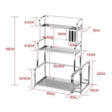 LYM &ripiano di stoccaggio Mensole da Cucina, Forniture for Cucina Multifunzione for Uso Domestico, in Acciaio Inossidabile, for stoccaggio di condimenti, 3 Strati Scaffale di Finitura