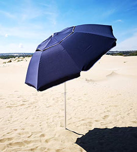 Ombrellone Alluminio 220 Camino Antivento Stecche FIberglass Spiaggia Mare Lido Blu