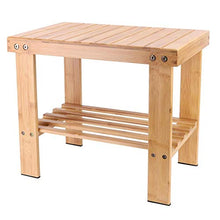 Sedia in bambù con sgabello in bambù resistente all'usura per bagno, camera da letto, giardino(25 * 40 * 33.5cm large)