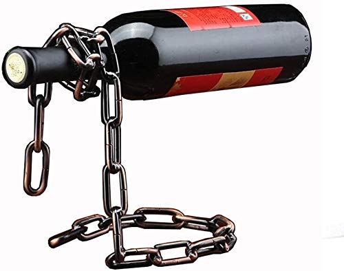 Jilyemy, portabottiglie di vino magico, catena galleggiante in acciaio, porta bottiglie in aria e bronzo.