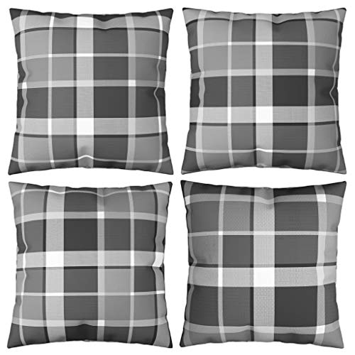 vidaXL Cuscini Decorativi 4 pz Grigi a Quadri 40x40 cm in Tessuto