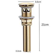 SHDJYR Scarico a Scomparsa per lavabo da Bagno Vaso per lavabo Vanity Oro Spazzolato Kit di Ricambio per assemblaggio in Ottone Massiccio Tappo Flip Top Troppopieno con Pop-up