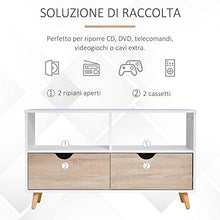 homcom Mobiletto Porta TV in Legno con Design Moderno, 2 Cassetti e 2 Ripiani, Bianco e Color Legno, 99x39x58cm