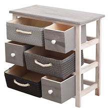 Rebecca Mobili Cassettiera 6 cassetti, mobile multiuso moderno, legno vimini, bianco grigio, per camera e bagno - Misure: 53 x 56 x 27 cm (HxLxP) - Art. RE4326