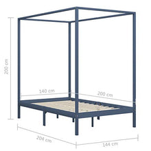 SKM Giroletto a Baldacchino Grigio Legno Massello di Pino 140x200cm