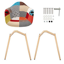 VADIM Sedie per Sala da Pranzo, Stile Moderno da Soggiorno con Schienale in Tessuto di Lino, Gambe in Metallo e Legno, Multicolore, 2 Pezzi