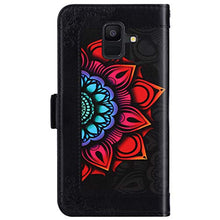 ikasus Cover Compatibile con Samsung Galaxy A6 2018 Custodia Motivo Floreale Custodia a Portafoglio in Pelle PU con Cavalletto e Custodia a Libro,Nero