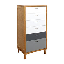 Rebecca Mobili Cassettiera Comò 6 Cassetti Legno Marrone Bianco Grigio Stile Contemporaneo Arredo Camera Salotto (cod. RE6049)