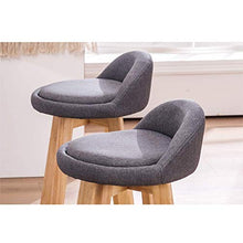 YS Sedia Sgabello Bar Seduta Bar, Struttura in Legno Girevole a 360 ° Rotonda Cucina Alta con Poggiapiedi Tessuto a Mano,Grigio