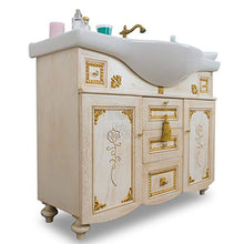 SHOP CHIC Mobile Bagno Barocco in Legno Avorio con FREGI Oro Foglia