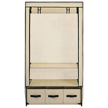Tidyard Armadio Tessuto Non Tessuto Pieghevol con 3 Cassetti, Guardaroba Salvaspazio Richiudibile, Tubi di Ferro Resistenti All'Umidità, 87X49X159 cm Crema