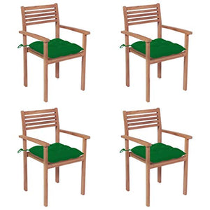 vidaXL Sedie Giardino 4 pz con Cuscini Verdi in Massello di Teak