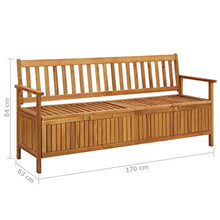 Panchina da giardino con vano portaoggetti, 170 cm, in legno di acacia