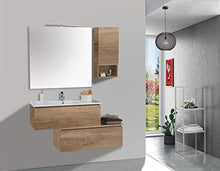 mazzoni Mobile da Bagno Sospeso 100cm Pensile P18cm Boston 15 Noce Chiaro Frassinato